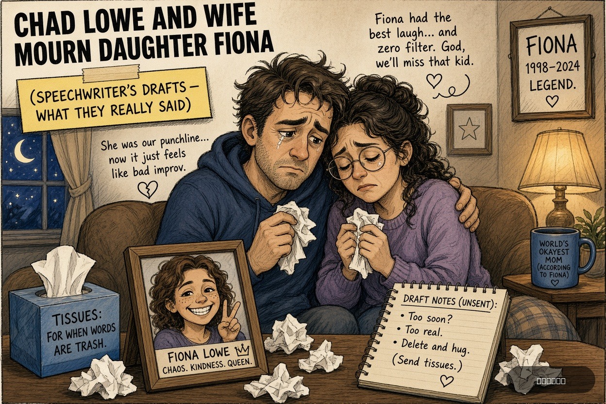 Teleprompter Tina on Chad Lowe — "Chad Lowe and Wife Mourn Daughter Fiona" · AI parody, fiction for entertainment
