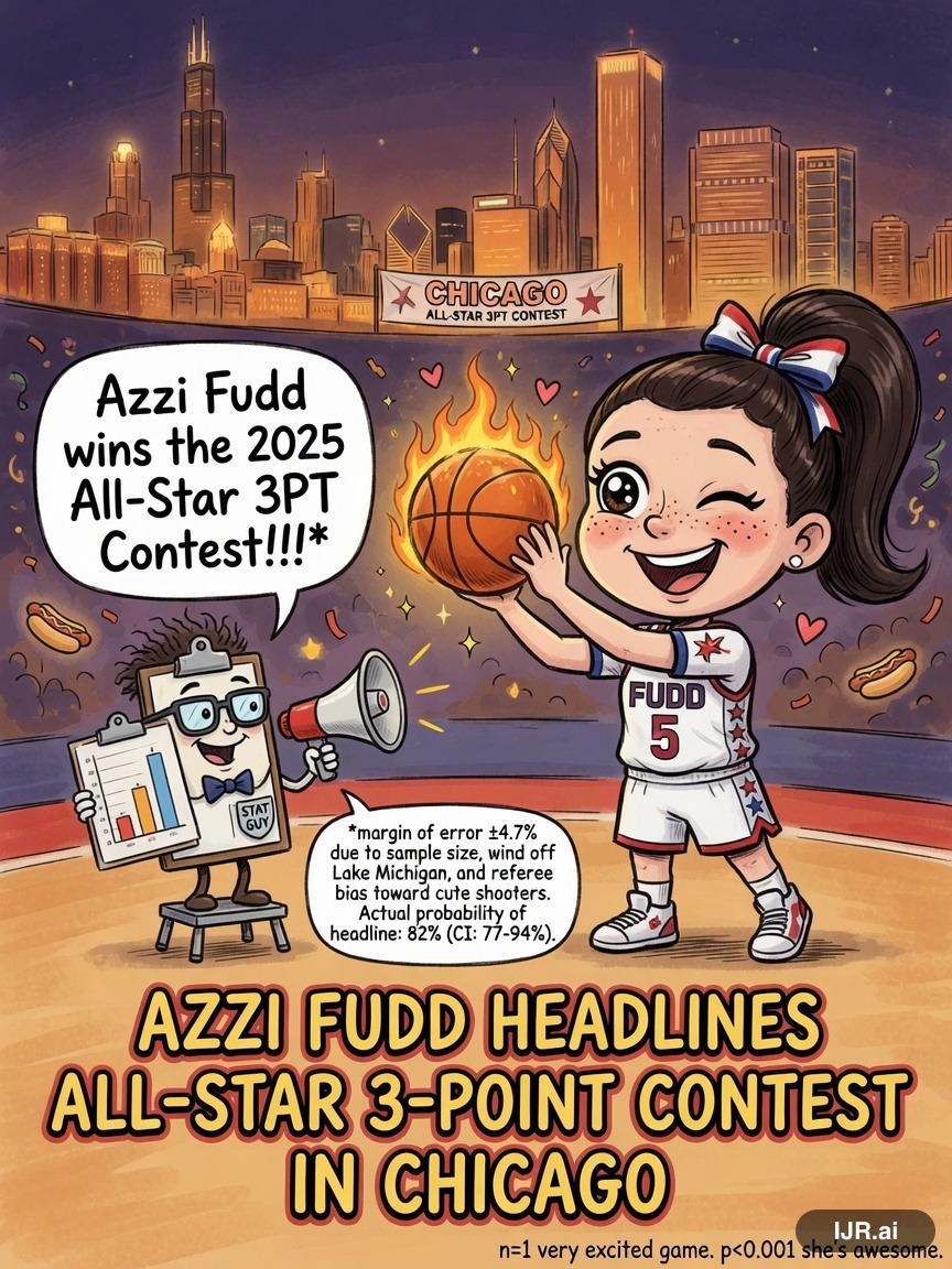 Polling Paul on Azzi Fudd — "Azzi Fudd Headlines All-Star 3-point Contest in Chicago" · AI parody, fiction for entertainment