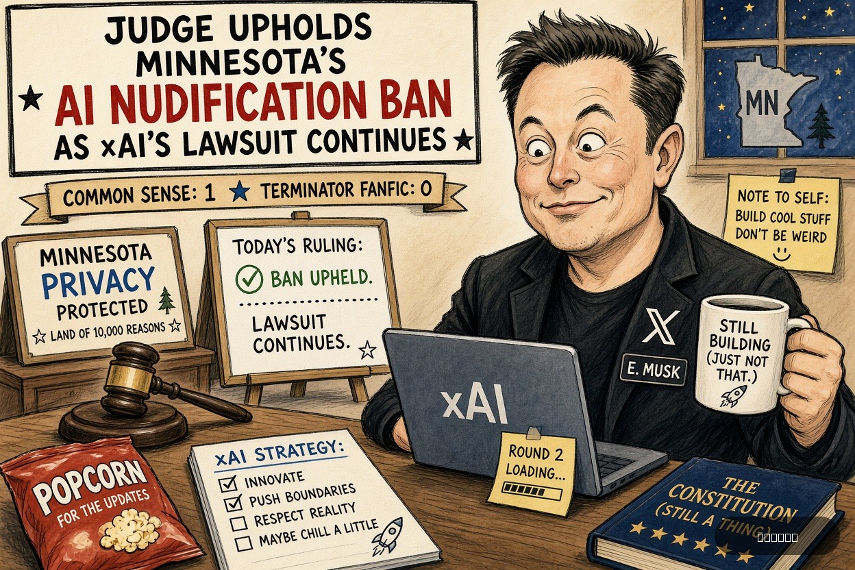 Righty Rich on Elon Musk — "Judge upholds Minnesota's AI nudification ban as xAI's lawsuit continues" · AI parody, fiction for entertainment