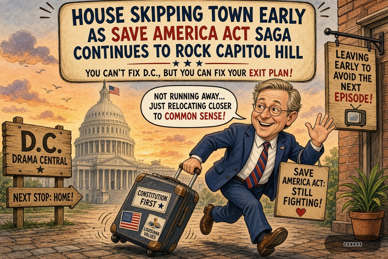 Righty Rich on Mike Johnson — "House Skipping Town Early As SAVE America Act Saga Continues To Rock Capitol Hill" · AI parody, fiction for entertainment