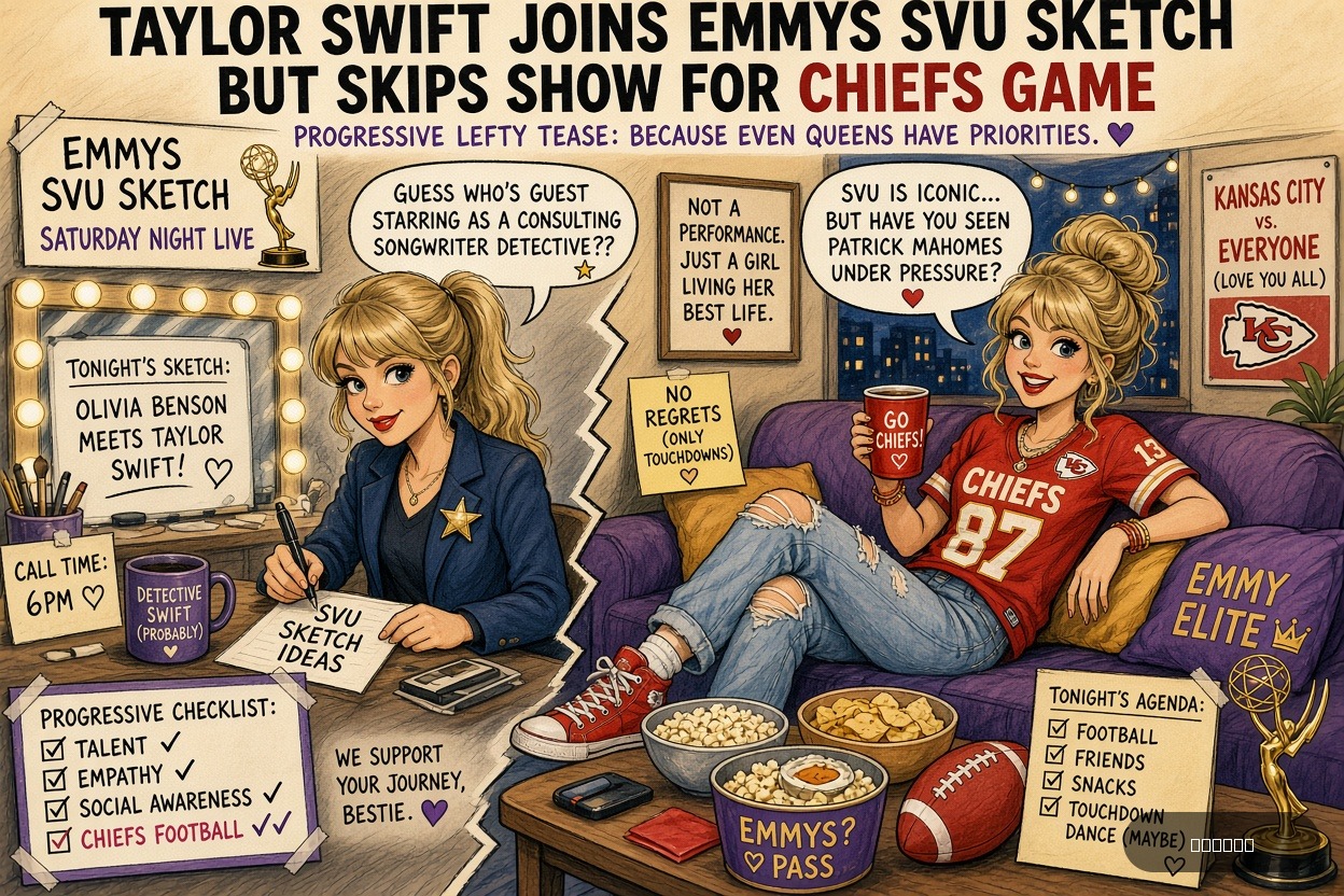 Lefty Larry on Taylor Swift — "Taylor Swift joins Emmys SVU sketch but skips show for Chiefs game" · AI parody, fiction for entertainment