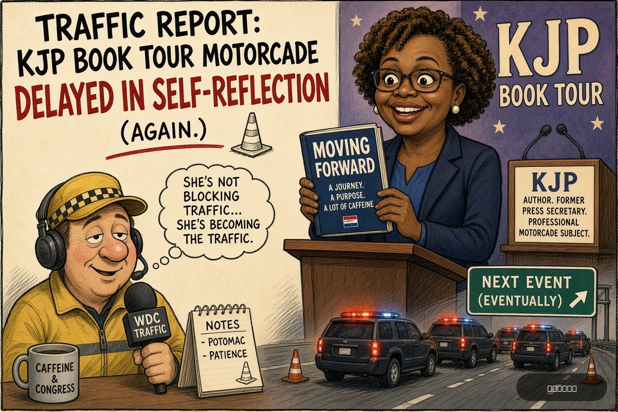 Motorcade Mike on Karine Jean-Pierre — "‘Watching Mike Tyson Fight A Baby’: Democrats Reportedly Can’t Stop Privately Laughing At KJP Stump For Her Book" · AI parody, fiction for entertainment