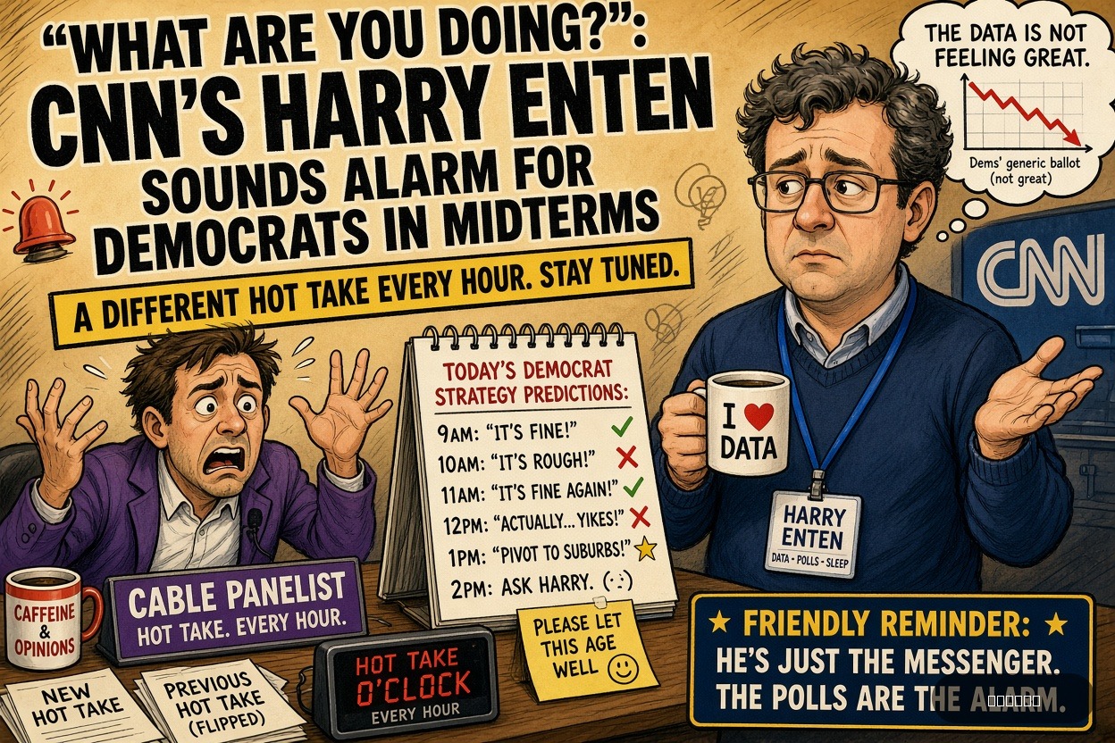 Pundit Pete on Harry Enten — "‘What Are You Doing?’: CNN’s Harry Enten Sounds Alarm For Democrats In Midterms" · AI parody, fiction for entertainment