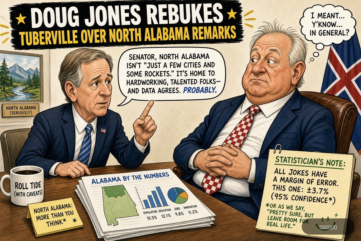 Polling Paul on Tommy Tuberville — "Doug Jones Rebukes Tuberville Over North Alabama Remarks" · AI parody, fiction for entertainment
