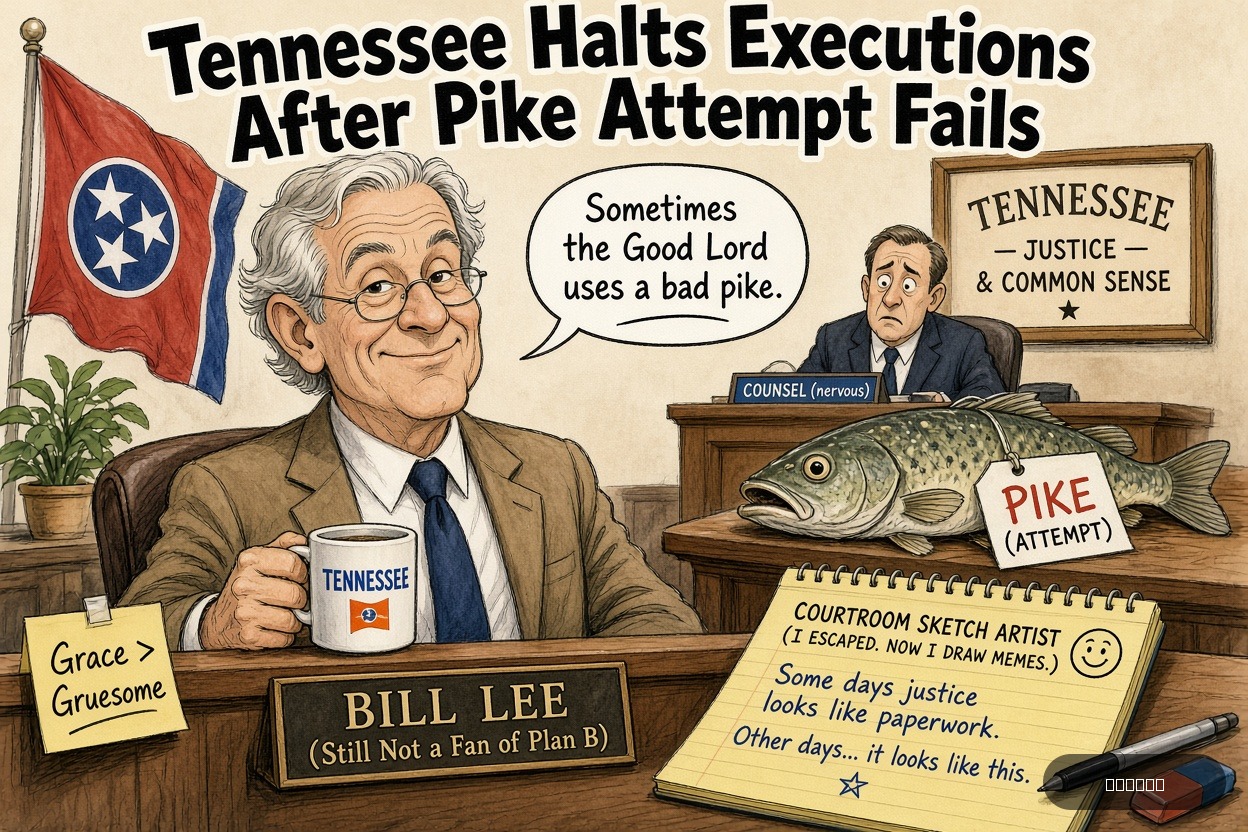 Gavel Gary on Bill Lee — "Tennessee Halts Executions After Pike Attempt Fails" · AI parody, fiction for entertainment