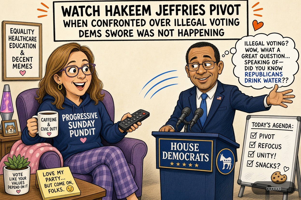 Lefty Larry on Mikie Sherrill — "Watch Hakeem Jeffries Pivot When Confronted Over Illegal Voting Dems Swore Was Not Happening" · AI parody, fiction for entertainment