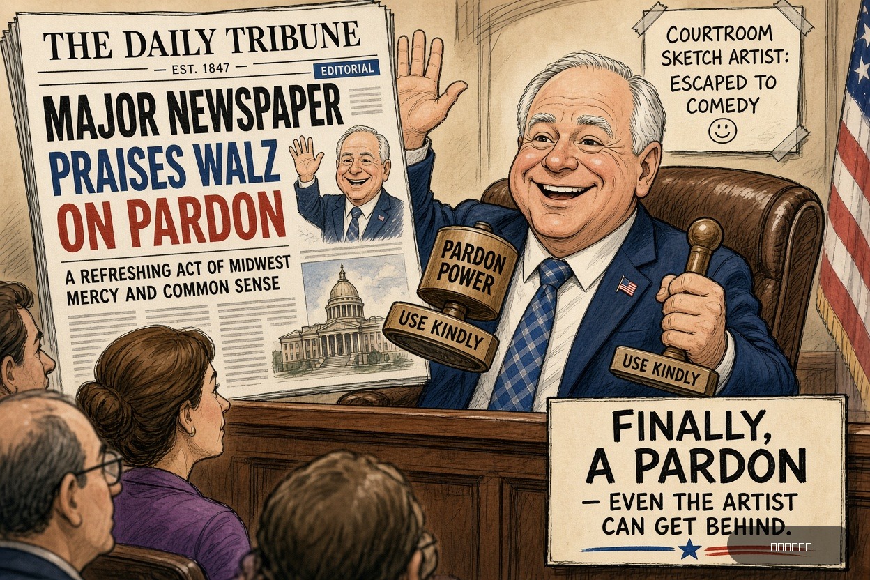 Gavel Gary on Tim Walz — "Major Newspaper Praises Walz On Pardon" · AI parody, fiction for entertainment