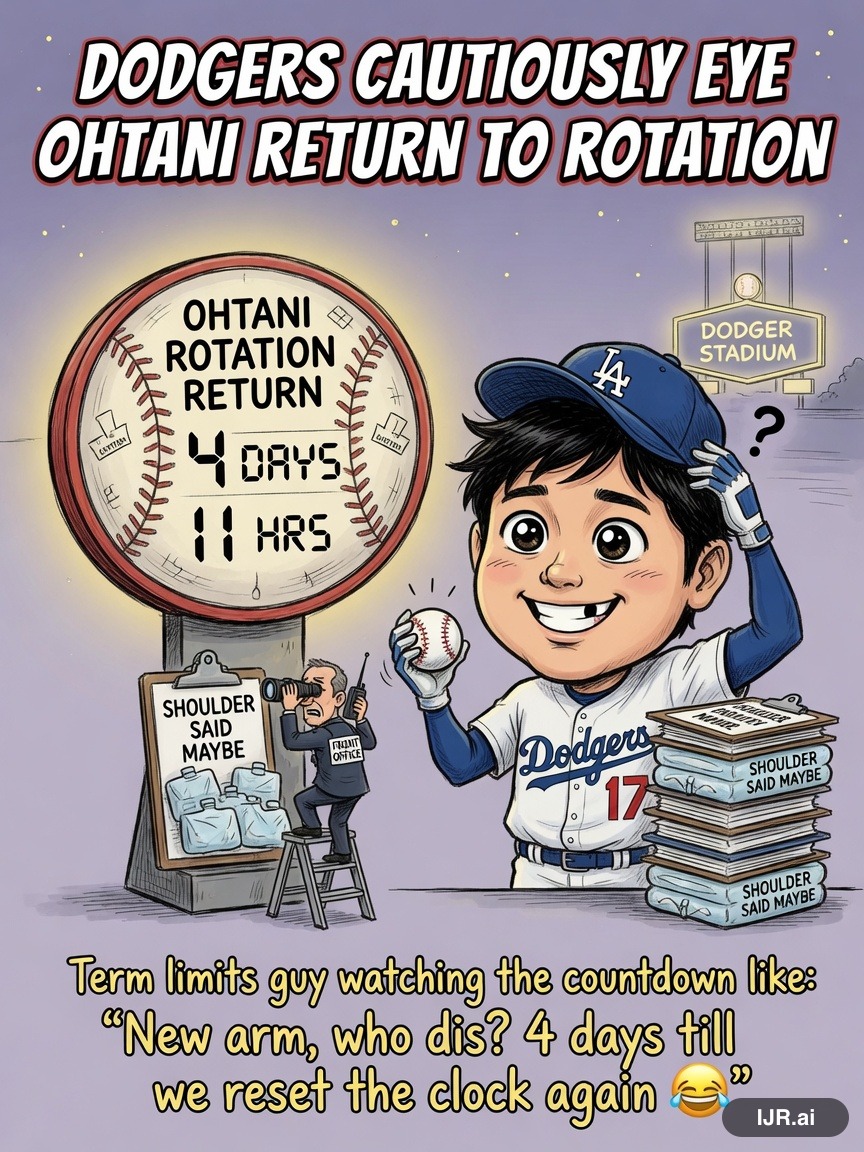Lame Duck Dave on Shohei Ohtani — "Dodgers Cautiously Eye Ohtani Return to Rotation" · AI parody, fiction for entertainment