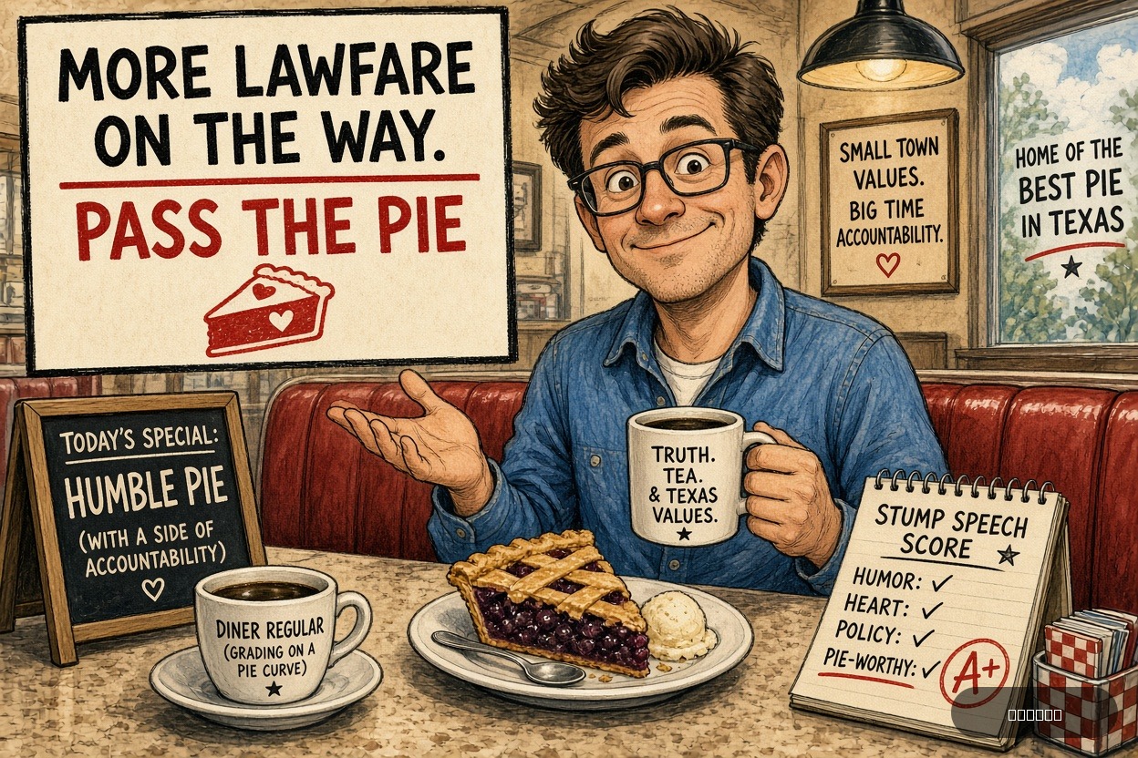 Caucus Cathy on James Talarico's — "More Lawfare on the Way" · AI parody, fiction for entertainment