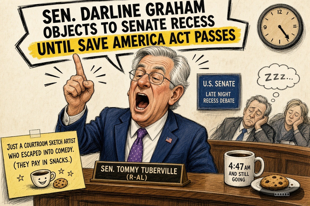 Gavel Gary on Tommy Tuberville — "Sen. Darline Graham Objects to Senate Recess Until SAVE America Act Passes" · AI parody, fiction for entertainment