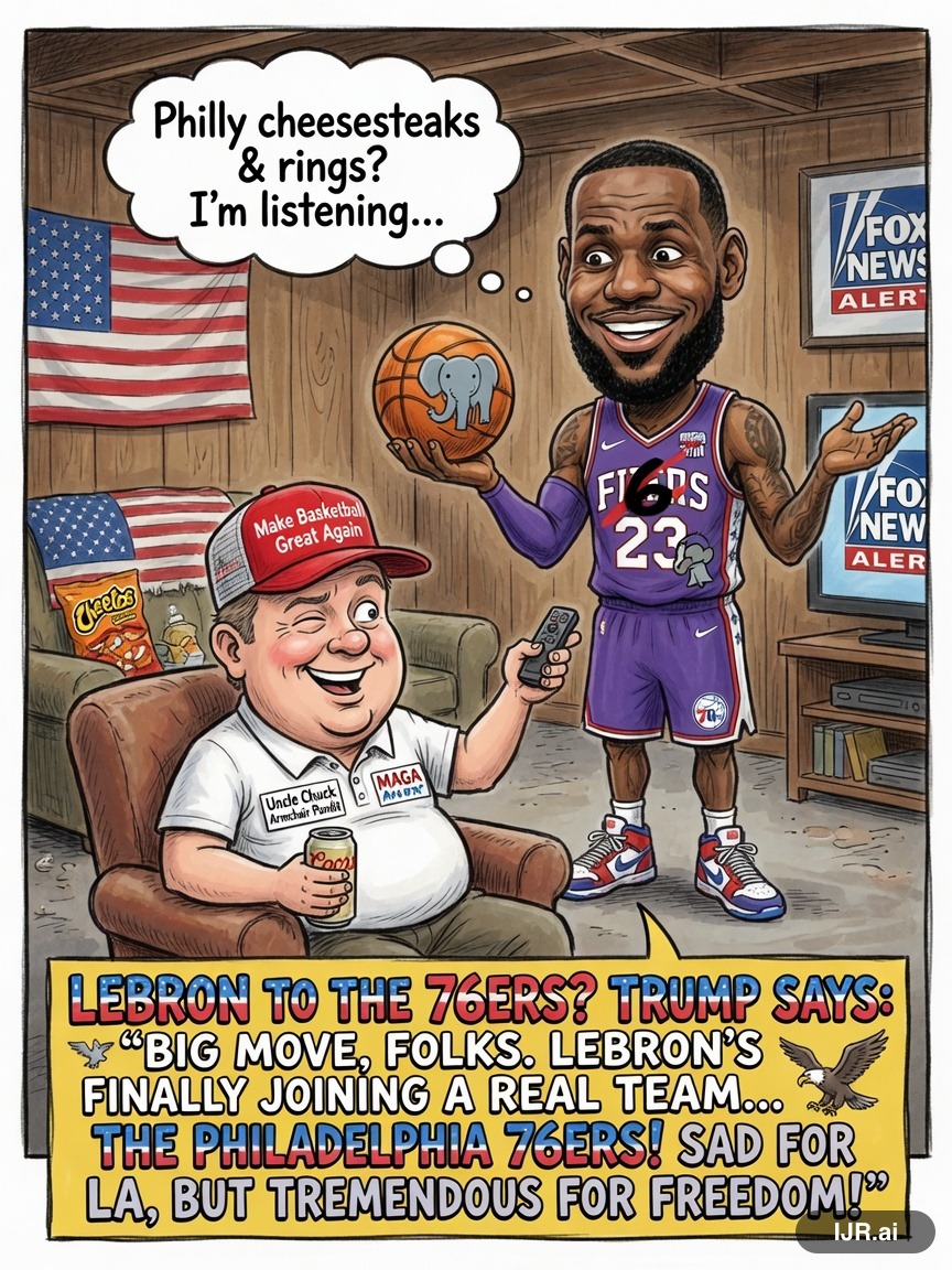 Righty Rich on LeBron James — "LeBron James move to 76ers sparks Trump remarks" · AI parody, fiction for entertainment