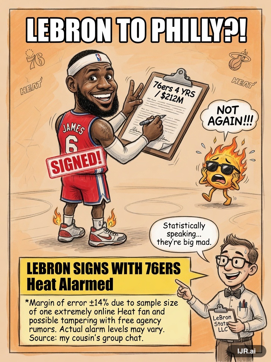 Polling Paul on LeBron James — "LeBron Signs with 76ers, Heat Alarmed" · AI parody, fiction for entertainment