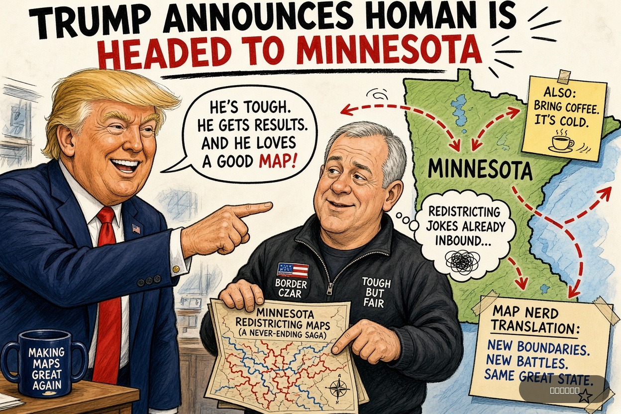 Gerry Mander on Tom Homan — "Trump Announces Homan is Headed To Minnesota" · AI parody, fiction for entertainment