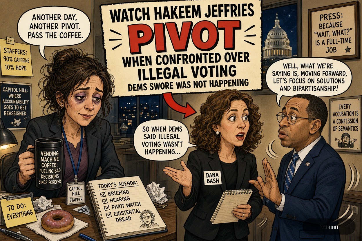 Capitol Carl on Dana Bash — "Watch Hakeem Jeffries Pivot When Confronted Over Illegal Voting Dems Swore Was Not Happening" · AI parody, fiction for entertainment