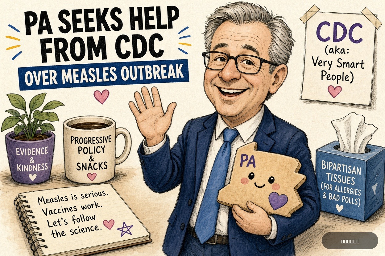 Lefty Larry on Josh Shapiro — "PA Seeks Help From CDC Over Measles Outbreak" · AI parody, fiction for entertainment