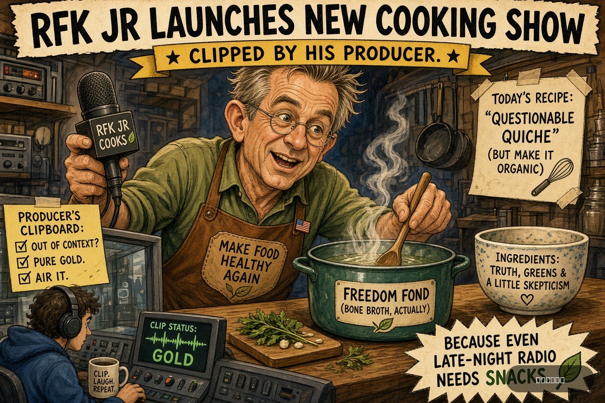 Soundbite Sam on Robert F. Kennedy, Jr. — "RFK Jr Launches New Cooking Show" · AI parody, fiction for entertainment