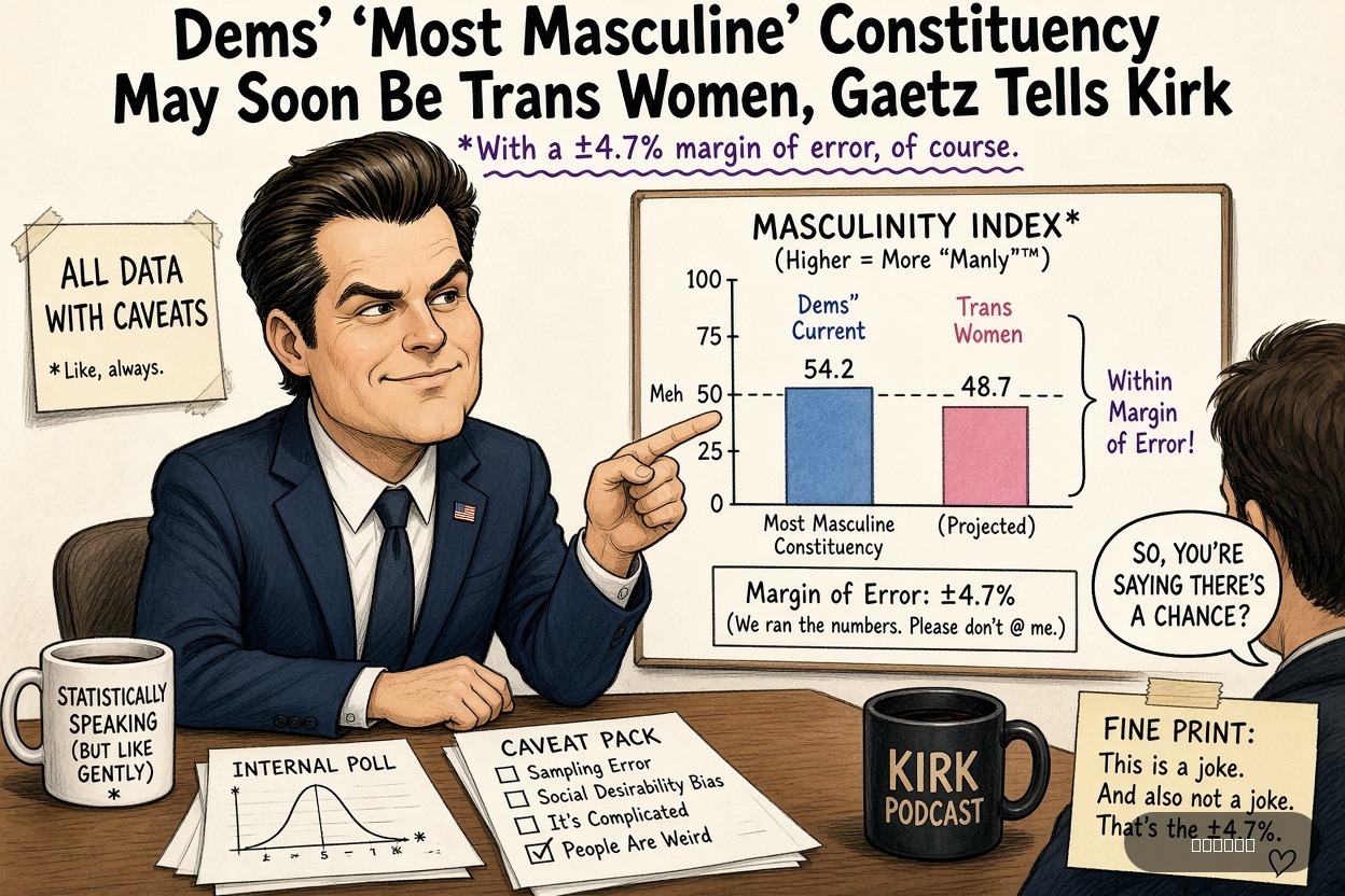Polling Paul on Matt Gaetz — "Dems’ ‘Most Masculine’ Constituency May Soon Be Trans Women, Gaetz Tells Kirk" · AI parody, fiction for entertainment