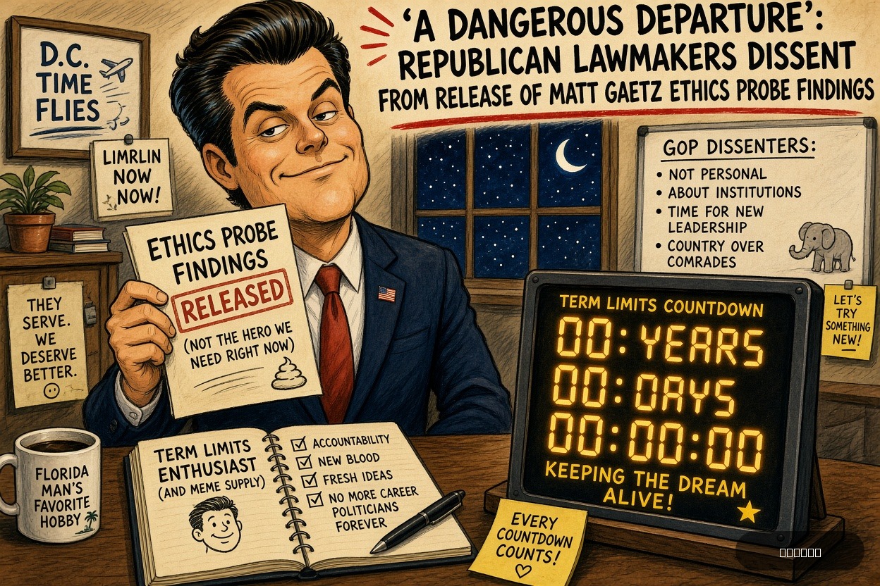 Lame Duck Dave on Matt Gaetz — "‘A Dangerous Departure’: Republican Lawmakers Dissent From Release of Matt Gaetz Ethics Probe Findings" · AI parody, fiction for entertainment
