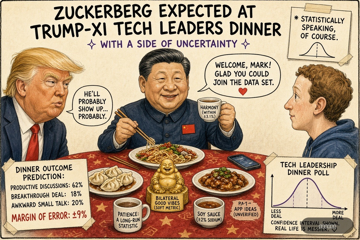 Polling Paul on Xi Jinping — "Zuckerberg Expected at Trump-Xi Tech Leaders Dinner" · AI parody, fiction for entertainment