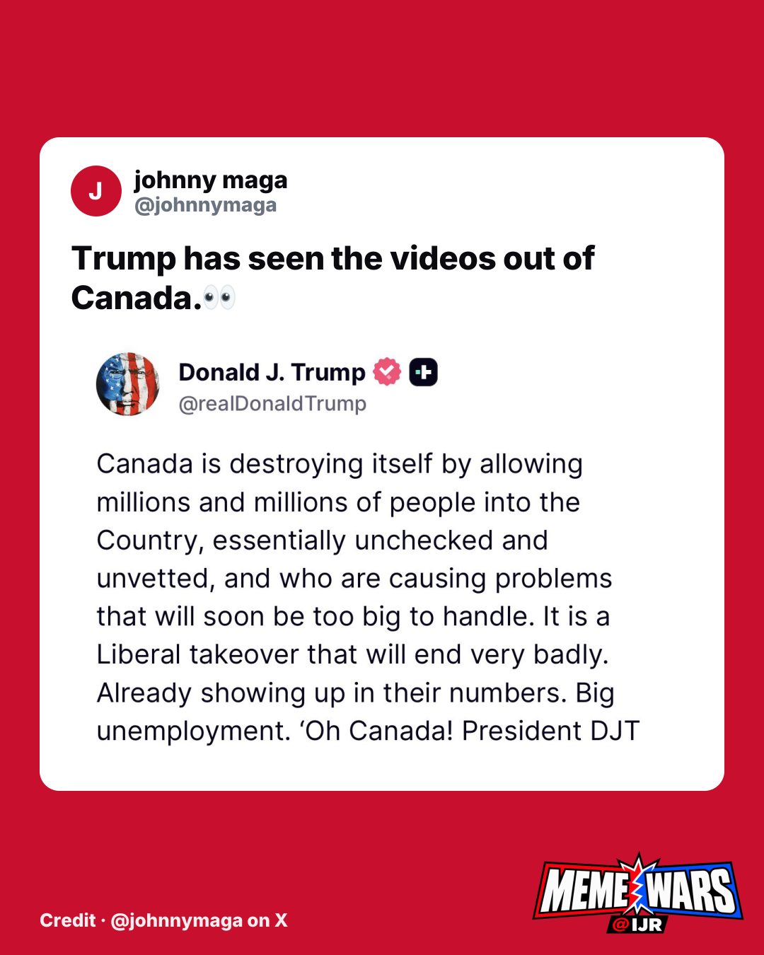 Meme about Trump and Canada videos trends among conservatives