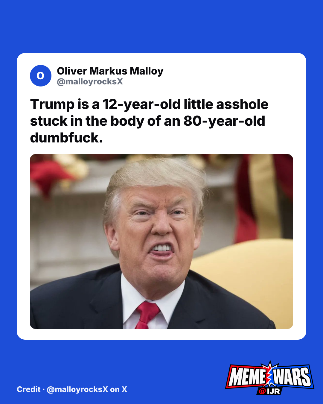 Meme trending on left dubs Trump 12-year-old stuck in 80-year-old body
