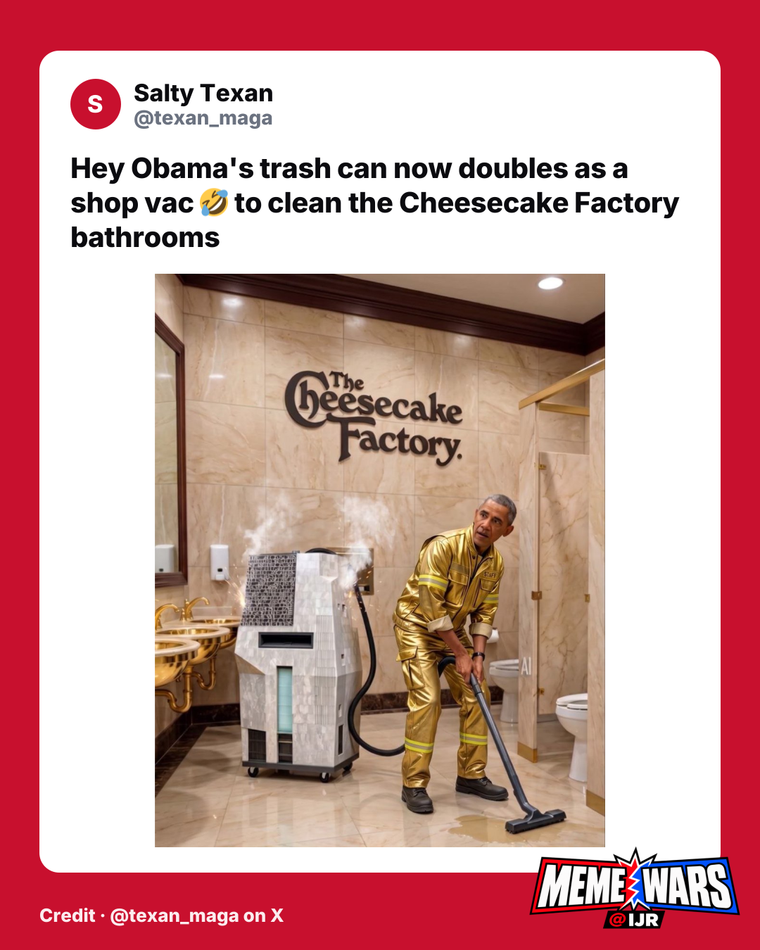 Meme trending on right reimagines Obama trash can as shop vac