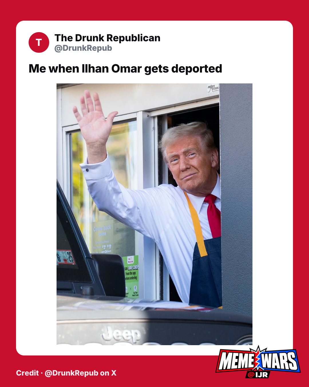 Meme shows reaction to Ilhan Omar deportation trending on right