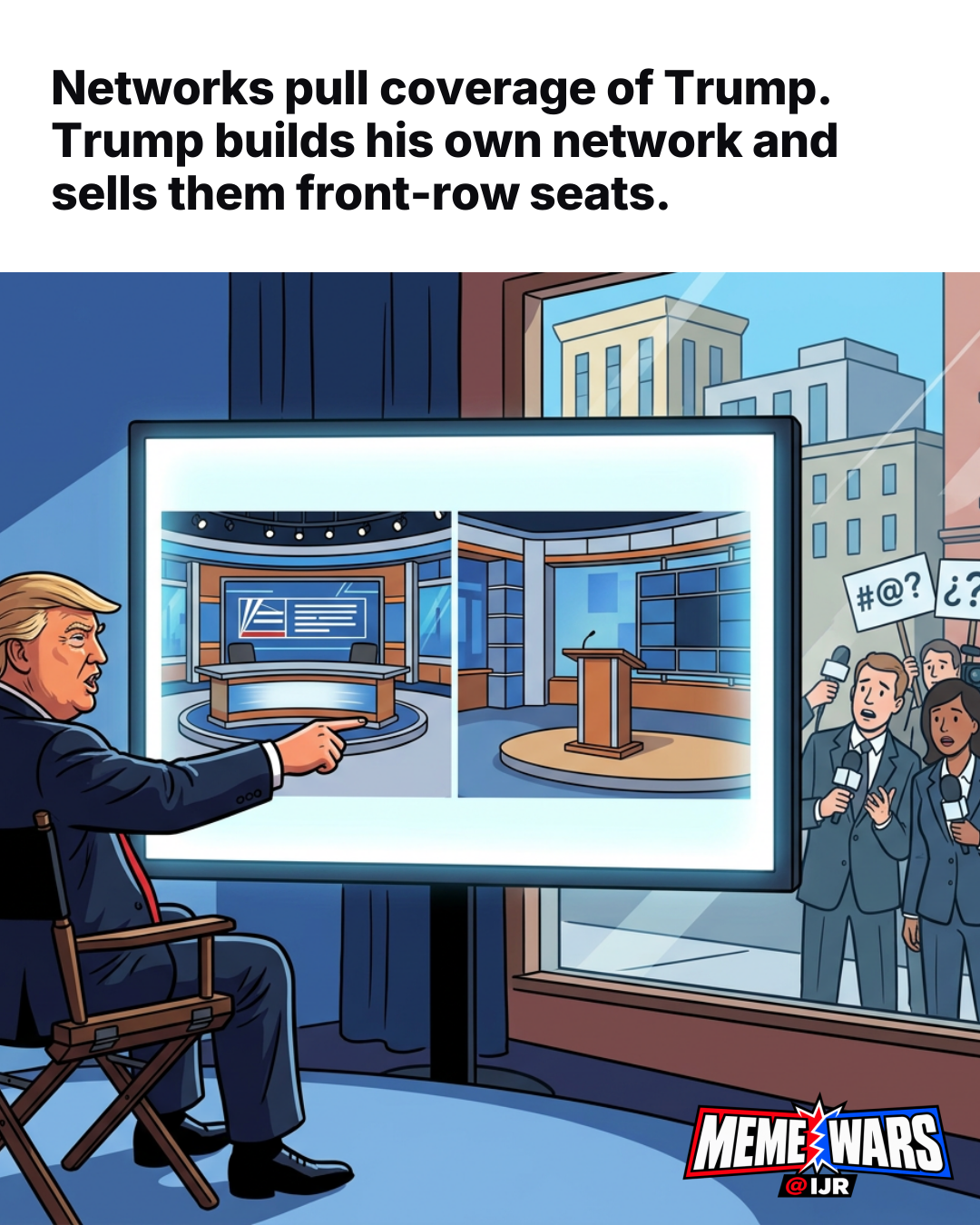 Meme alleges networks pull Trump coverage as he builds his own network