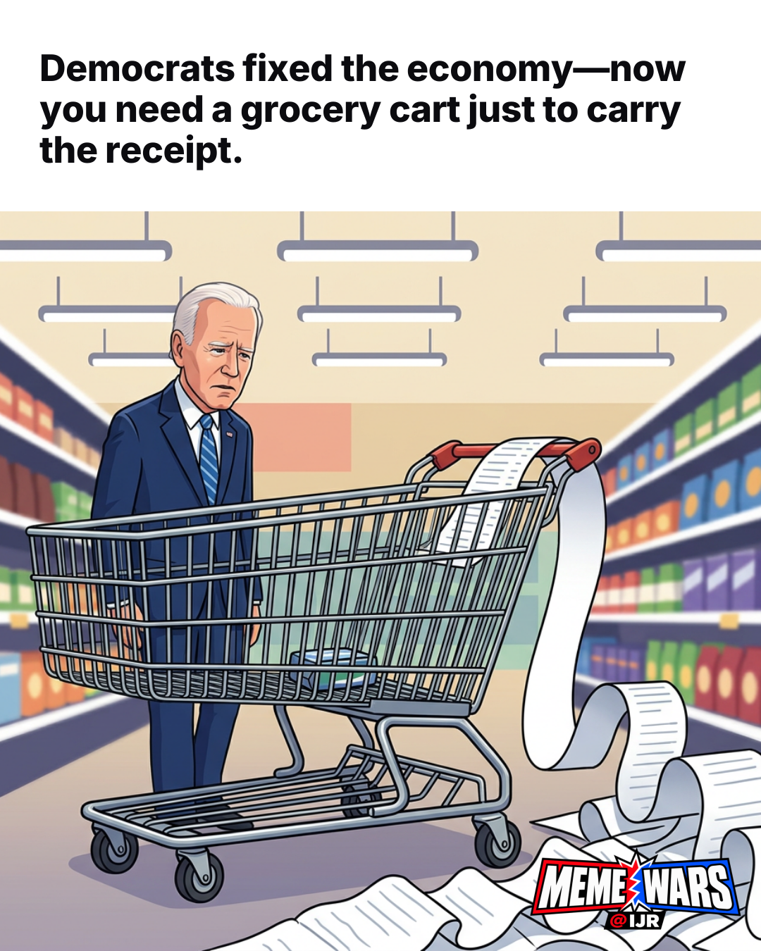 Viral right-leaning meme mocks Democratic economy claims with grocery receipt joke