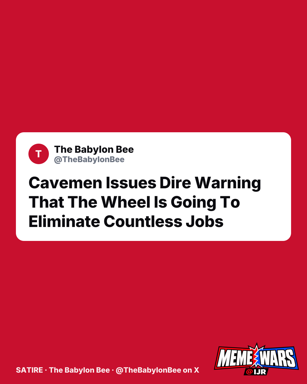 Cavemen Issues Dire Warning That The Wheel Is Going To Eliminate Countless Jobs