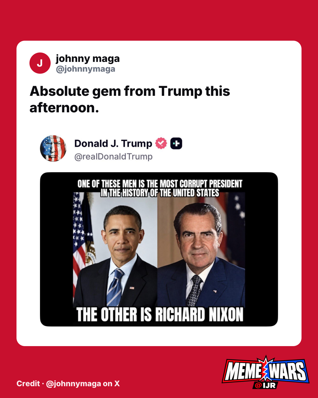 Trump meme from afternoon post trends among conservatives