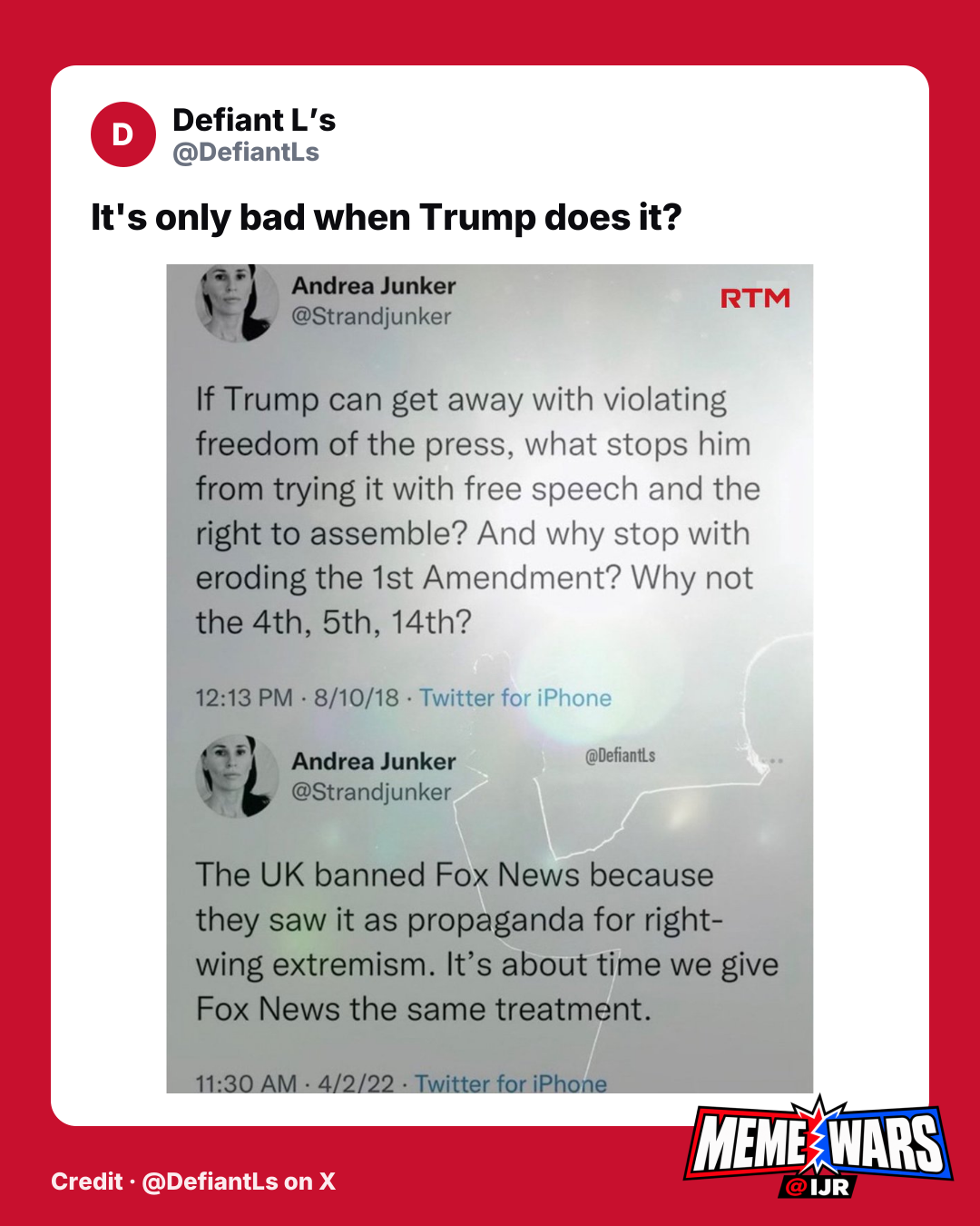 It's only bad when Trump does it?