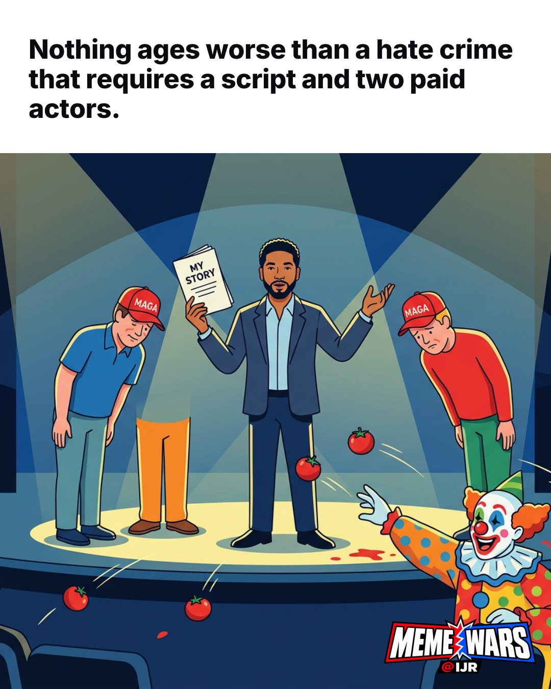 Nothing ages worse than a hate crime that requires a script and two paid actors.